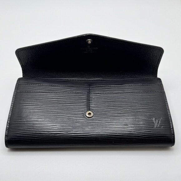 Louis Vuitton Sarah Long Wallet Epi Leather Silver-Tone Press Rear Pocket Black - Picture 15 of 16